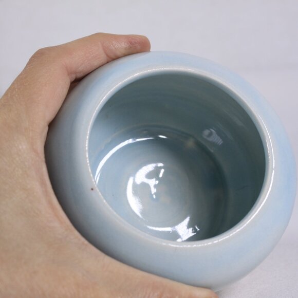 small ceramic baby blue bowl, handmade pottery key dish, tea light dish - Picture 7 of 8